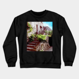 Provence,staircase with flowers. Crewneck Sweatshirt